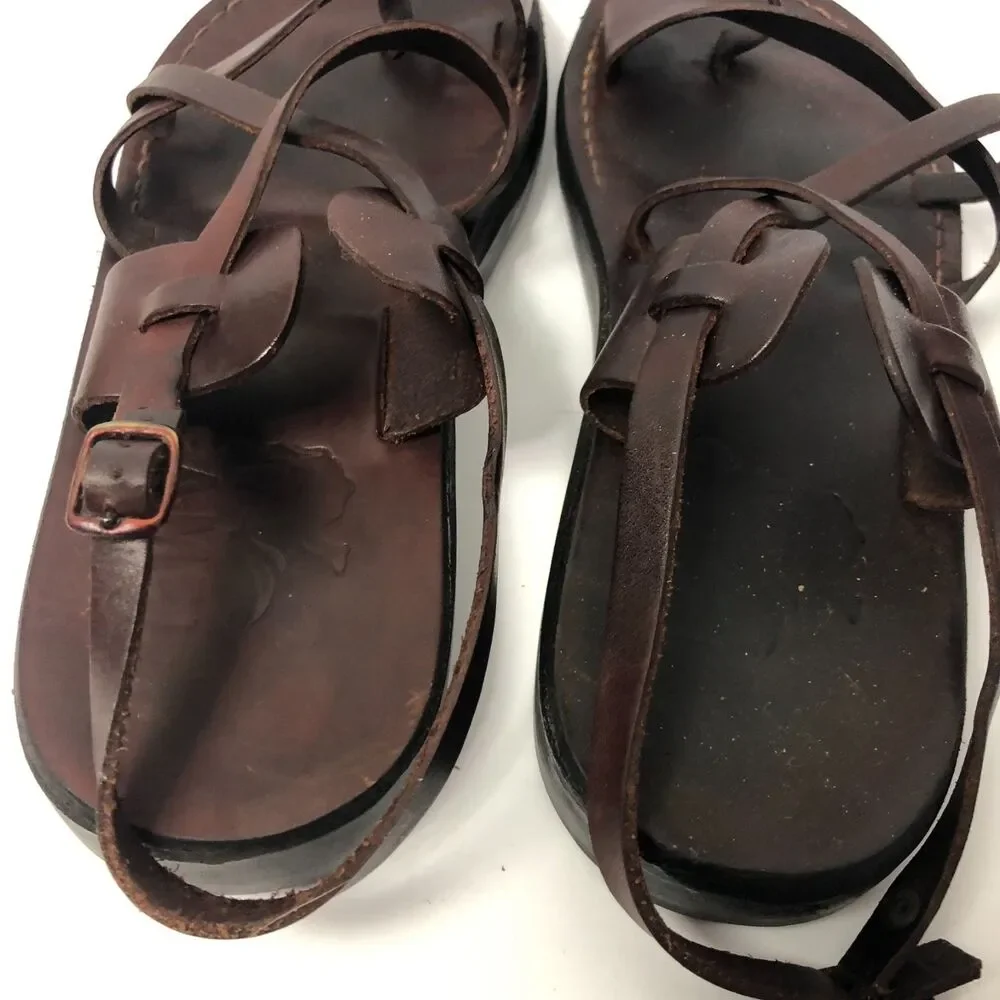 Camel Classic Style Original Leather Biblical Jesus Sandals Jerusalem Size 44